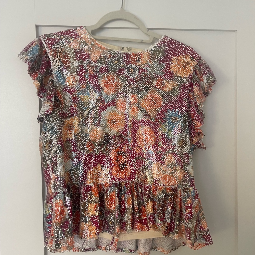 Aqua sequin shirt - Picture 2 of 6